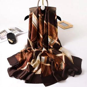 180*90cm Luxury Brand Women Summer Silk Scarves Shawl Lady Wrap Soft Female Echarpe Designer Beach Bandana foulard muffler pareo