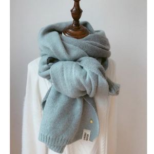 2021 Women Solid Cashmere Scarves Lady Winter Thicken Warm Soft Pashmina Shawls Wraps Pink Black Female Knitted Wool Long Scarf