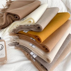 2021 Winter Scarf Solid Thicker Women Wool Cashmere Scarves Neck Head Warm Pashmina Lady Shawls And Wraps Bandana Tassel