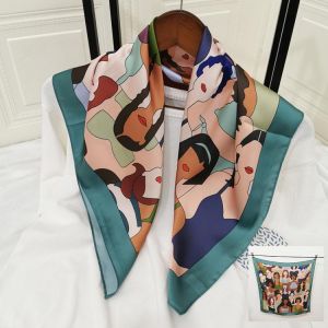 Fashion Print Hair Scarf For Women Silk Satin Kerchief Small Shawls Wraps Women Neckerchief 70cm*70cm Cute Bandana Head Scarves