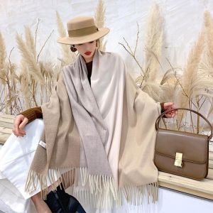 2021 New Double Sided Plaid Winter Women Cashmere Scarf Pashmina Shawls And Wraps Female Foulard Hijab Wool Stoles Head Scarves