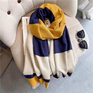 Tassels Pashmina Warm Winter Cashmere Scarf Women New Thick Shawls Wraps Print Fashion Blanket 2021 Lady Design Foulard