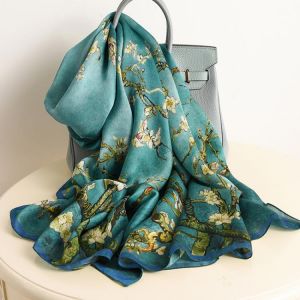 2021 Women Silk Winter Scarf Luxury Design Print Lady Beach Shawl Scarves Fashion Smooth Foulard Female Hijab