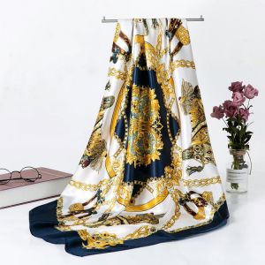 Women Silk Scarves 90*90cm Large Square Satin Silk Like Lightweight Scarfs Hair Sleeping Wraps for Women Bandanas S9A9142