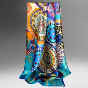 Women 100% Real Silk Square Scarf 90x90cm Bufanda Mujer Hangzhou Pure Silk Neck Scarfs Wraps for Gift Neckerchief Bandana Shawls