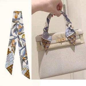 Small Floral Printed Head Scarf Tie New Fashion Design Small Silk Women Scarf Skinny Handle Bag Hair Neck Scarves Tie