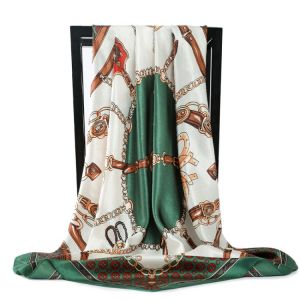 Fashion Women Shawl Print Silk Satin Hijab Scarf Female Bandana 90*90cm Luxury Brand Square adies muffler wrap foulard pareo