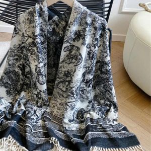 2021 autumn winter luxury new cashmere scarf women's zoo jungle print design warm shawl thin circumference