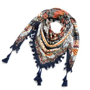 all in one place אביזרי נשים Scarf Winter Women Bohemian Wrap Retro Pattern Tassel Female Scarf Big Square Scarf 115cm Cotton Foulard Floral Handkerchief