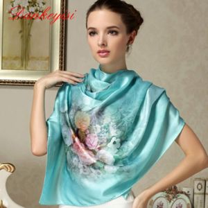 DANKEYISI 100% Mulberry Long Scarf Women Silk Scarf Luxury Brand Scarf Shawl Silk Scarves Long Printed Shawls Beach Cover-ups
