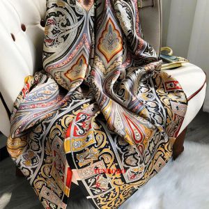 2021 Women Silk Winter Scarf Luxury Design Print Lady Beach Shawl Scarves Fashion Smooth Foulard Female Hijab
