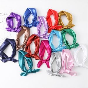 2021 New Fashion Silk Square Scarf For Women 60cm Satin Neck Hair Tie Band Bag Warp Soft Neckerchief Hijabs Head Female Foulard