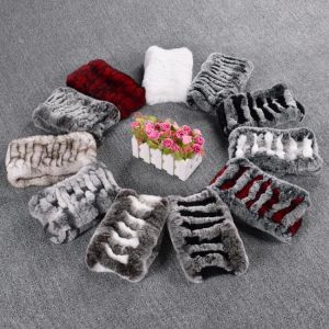 fur headband Natural Rabbit fur scarf winter warm neck warmer striped elastic soft women's ring scarves fashionable Headbands