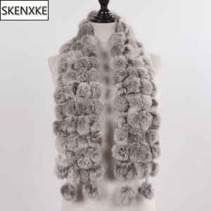 Women Winter Warm Real Rabbit Fur Scarf Hot Sale Natural Rabbit Fur Muffler 2021 Lady 100% Genuine Fur Scarves Wholesale Retail