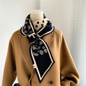 Luxury Brand Knitted Scarf for Women Warm Cashmere Neckerchief Foulard Neck Tie Small Skinny Scarves Bandana Echarpe Poncho 2021