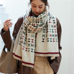 2021 Brand Letter Print Winter Scarf Shawl Women Thick Warm Cashmere Pashmina Blanket Neckerchief Female Travel Wraps Hijab
