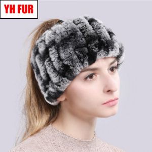 Rex Rabbit Fur Ring Scarves Warm Soft Women Genuine Rex Rabbit Fur Headbands Scarf Handmade Knitted Real Rex Rabbit Fur Scarfs