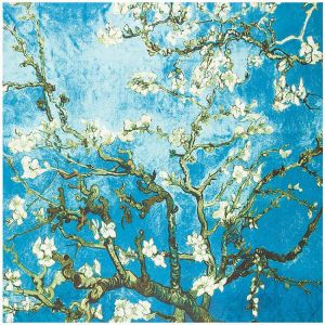 130cm Van Gogh Oil Painting Square Scarf Apricot Flower 2021 Brand Women Silk Scarf Bandanna Twill Print Shawl Head Scarves