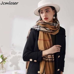 luxury brand Scarf Women Autumn Winter warm Scarves Fashion Shawl Plaid Tassel Scarves Wraps Female Neck Headband Hijabs Stole