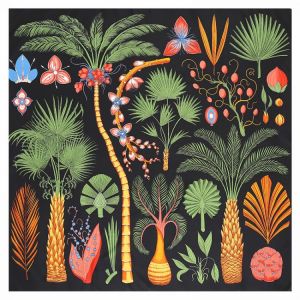 POBING 100% Silk Scarf Women Large Shawls Tree Print Stoles Square Bandana Luxury Kerchief Hijab Scarf Female Foulards 130CM