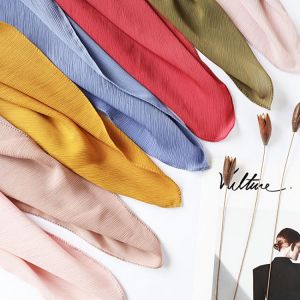 One Piece Women Solid Plain Crepe Chiffon Hijab Wraps Soft Long Islam Shawls Muslim Crinkle Scarves