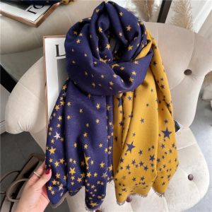 2021 Winter New Cashmere Scarf Hijab Women Print Stars Female Pashmina Warm Thick Shawl Wrap Blanket Echarpe Foulard Bufanda
