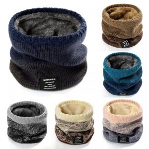 Fashion Warm Winter Scarf Men Women Knitted Cotton Scarf Ring Scarves Thicken Velvet Scarf Unisex 2 Colors Neck Collar wholesale