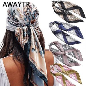 AWAYTR Fashion Head Scarf Leopard Print Satin  Hair Bands for Girls Women Headband Scarfs Body Glitter Turban Bandanas Headwear