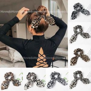 Fashion Leopard Bowknot Elastic Hair Bands for Women Girls Scrunchies Headband Chic Hair Ties Ponytail Holder Hair Accessories