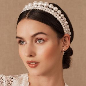 3Pcs/2 Pcs/1Pcs Full Pearls Headbands for Women  Elegant White Crystal Bride Pearl Hair Hoop Hair Accessories Hairbands Wholesal