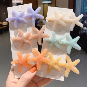 1Pcs Season Cute Romantic Crystal Starfish Hairclip Women Department Rhinestone Bangs Clip Hairpin Side Barrette Hair Accessorie