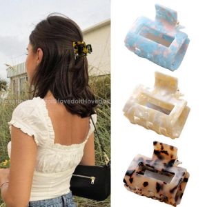2021 New Acetate Hair Claws Leopard Hollow Square Hair Clip Crab Small Hairpins Women Girl Hair Accessories Fashion Headdress