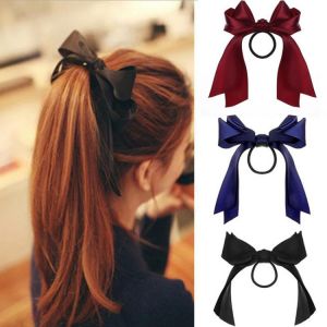 Fashion Korean Bow-Knot Hair Ties Scrunchies Women Girls Elastic Hair Bands Hair Band Long Ribbon Bow Ponytail Hair Accessories