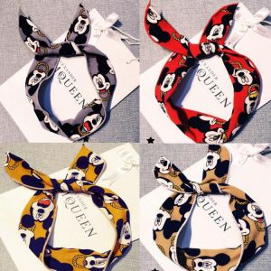 Cute Mouse Ear Elastic Headband Women Fashion Bowknot Hair Bands Girls Sweet Cartoon Print High-end Hair Accessories Turban Lady
