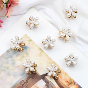 Luxury Full Pearl Hair Claw Clamps Flower Hairpins Crab Retro Hair Clips Hair Accessories For Women Girl Mini Small Barrettes