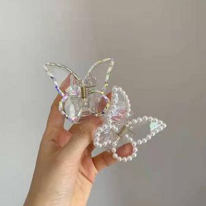 2021 Summer Small Transparent Butterfly Hair Claws Hairpin Cute Transparent Grabs Acrylic Hair Clip For Women Sweet Accessories