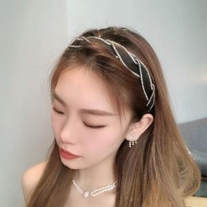 Korean New Style Retro PU Leather Headband for Women Girls Simple Braid Winding Rhinestone Hairband Fashion Hair Accessories