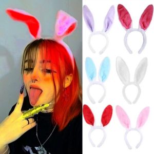 Cute Fluffy Rabbit Ears Hairbands For Women Halloween Easter Anime Cosplay Hair Band Headwear Female Bunny Hair Accessories 2021