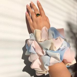 Large Rainbow Hair Scrunchies Elastic Hair Bands Ponytail Holder  Multicloured Oversized Scrunchie Hair Tie For Girl Women