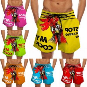 S-4XL 3D Funny Men Swim Trunks Cartoon Happy Turkey Spoof Banana Pattern Beach Wear Mens Swimming Shorts Printing Fitness Pants
