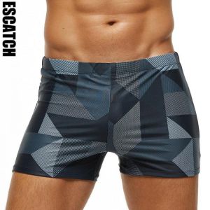 ESCATCH 2021 New Arrivals Men Swimwear Plus Size Fashion Printed Swimsuit Male High Quality Elastic Swim Trunks With Pad