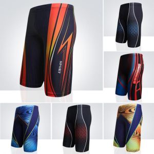 2021 New Men Swimwear Long Beach Swimming Trunks Comfortable Hot Spring Vacation Swimming Pants Fashion Quick-drying Men Swim
