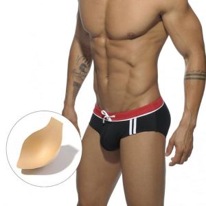Sexy Mens Swimwear Summer Beach Pouch Pad Swimming Trunks Low Waist Bikini Briefs Male Polyester Quick Dry Sport Surf Swimsuit