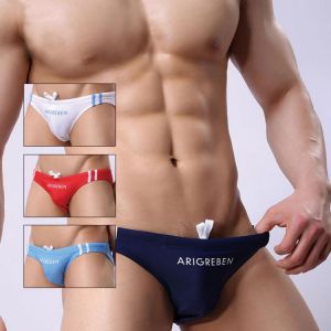 2021 Men's Swimming Trunks Sexy Low-rise Pants Drawstring Tie-up Surfing Letter Printed Shorts Mens Swim Trunks Briefs Swimwe