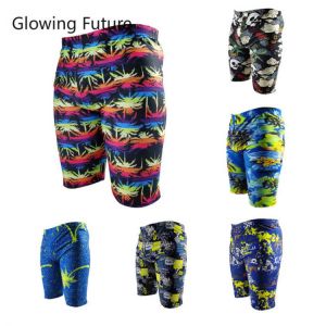 Fashion Printing Quick-drying Men's Beach Swim Trunks Adult Men's Swimwear Hot Spring Five-point Boxer Double-layer Emba