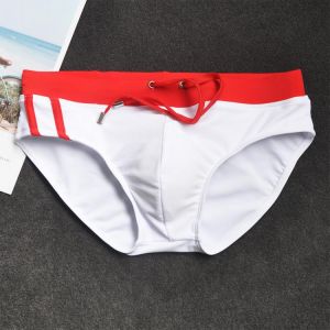 2021 Solid Swimwear Men Low Waist Swimsuit Breathable Men's Trunks Summer Fashion Swimming Suit Bathing Beach Wear Surf Brief