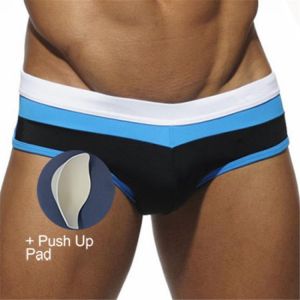 2018 New Push Up Swimwear Men Water Repellent Men Swimwear Pachwork Men's swimming trunks Men's swimsuit  Beach Shorts S