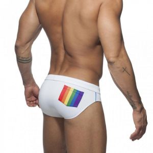 Men's Printed Rainbow Triangle Swimming Trunk Beach Swimming Pool Low Waist Swimsuit Underwear Men Swimsuit Patchwork Color G