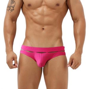 Sexy Mens Swimming Briefs Bikini Low Waist Beach Swimsuit Summer Hollow Out Swimwear Nylon Quick Dry Breathable Bathing Trunks