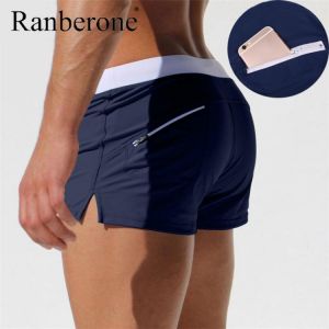Renberone 2020 Summer Swimwear Men Swimsuit Boy Swim Suits Boxer Shorts Trunks Swimming Running Shorts Men's Beach Shorts